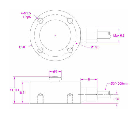 Small size button tye compression load cell force sensor 5kN 2kN 1kN 500N 200N 100N