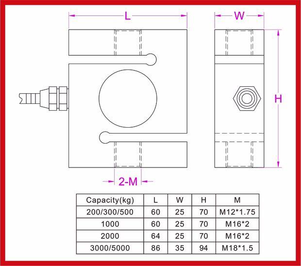 S Type Load Cell 50KN 30KN 20KN 10KN 5KN 3KN S Beam Force Transducer