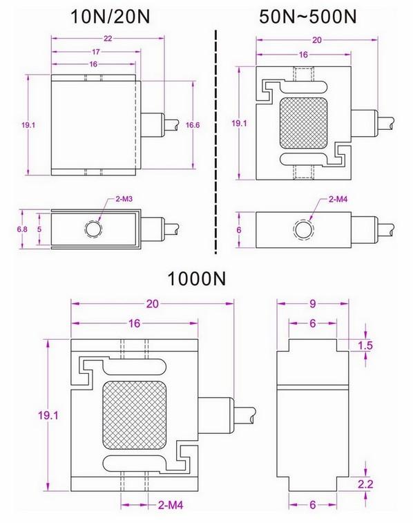 High accuracy Micro force sensor 200 lb Miniature tension load cell 100kg